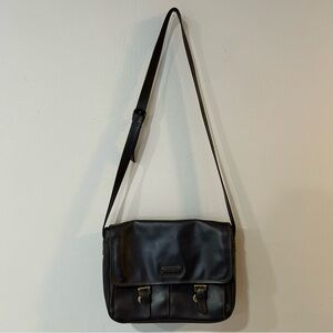 Rosetti Brown Faux Leather Vinyl Satchel Bag Purse Adjustable Strap